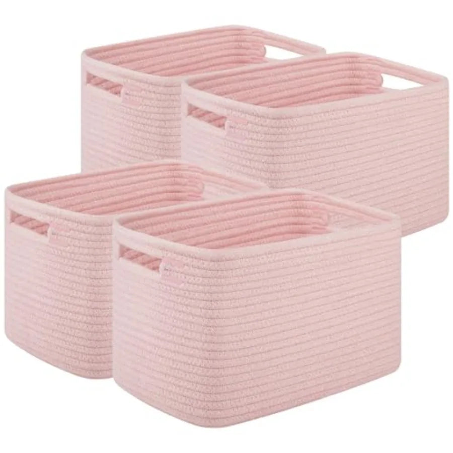 Woven Storage Baskets for Shelves and Organizing Cotton Rope Bins