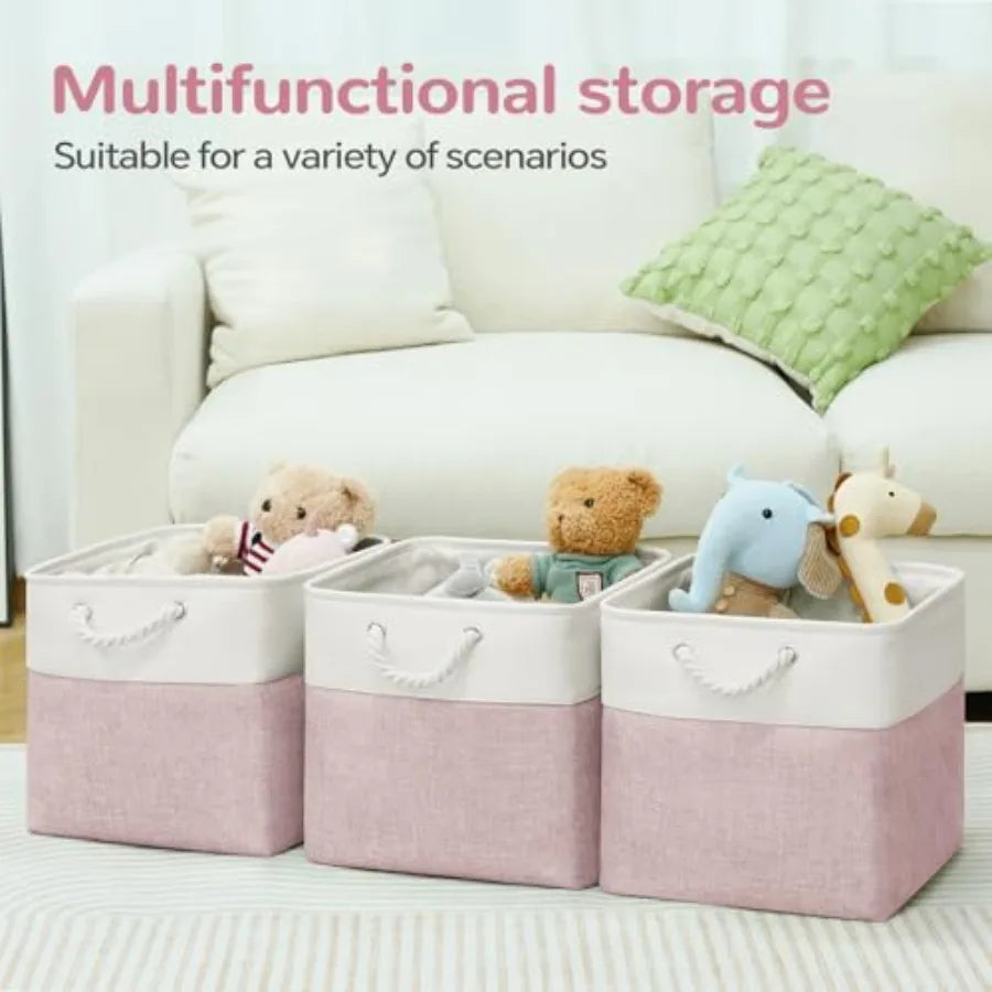 Fabric Cube Storage Bins Six Pack With Handles Foldable