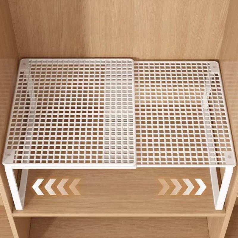 Stackable Telescopic Closet Shelf Bamboo Wardrobe Organizer With Dividers