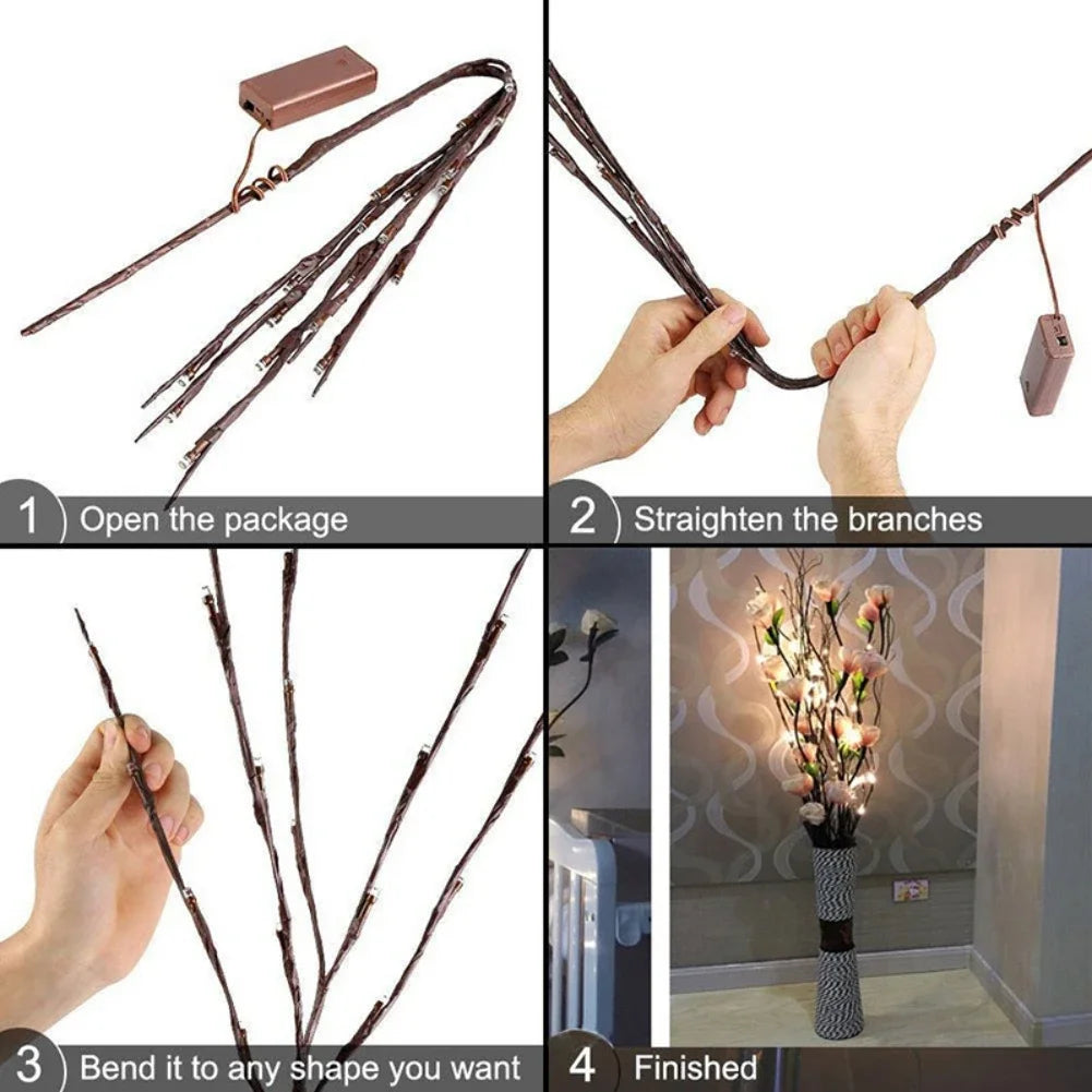 LED White Birch Branch Lights 20LED Battery Operated Twig Lamp