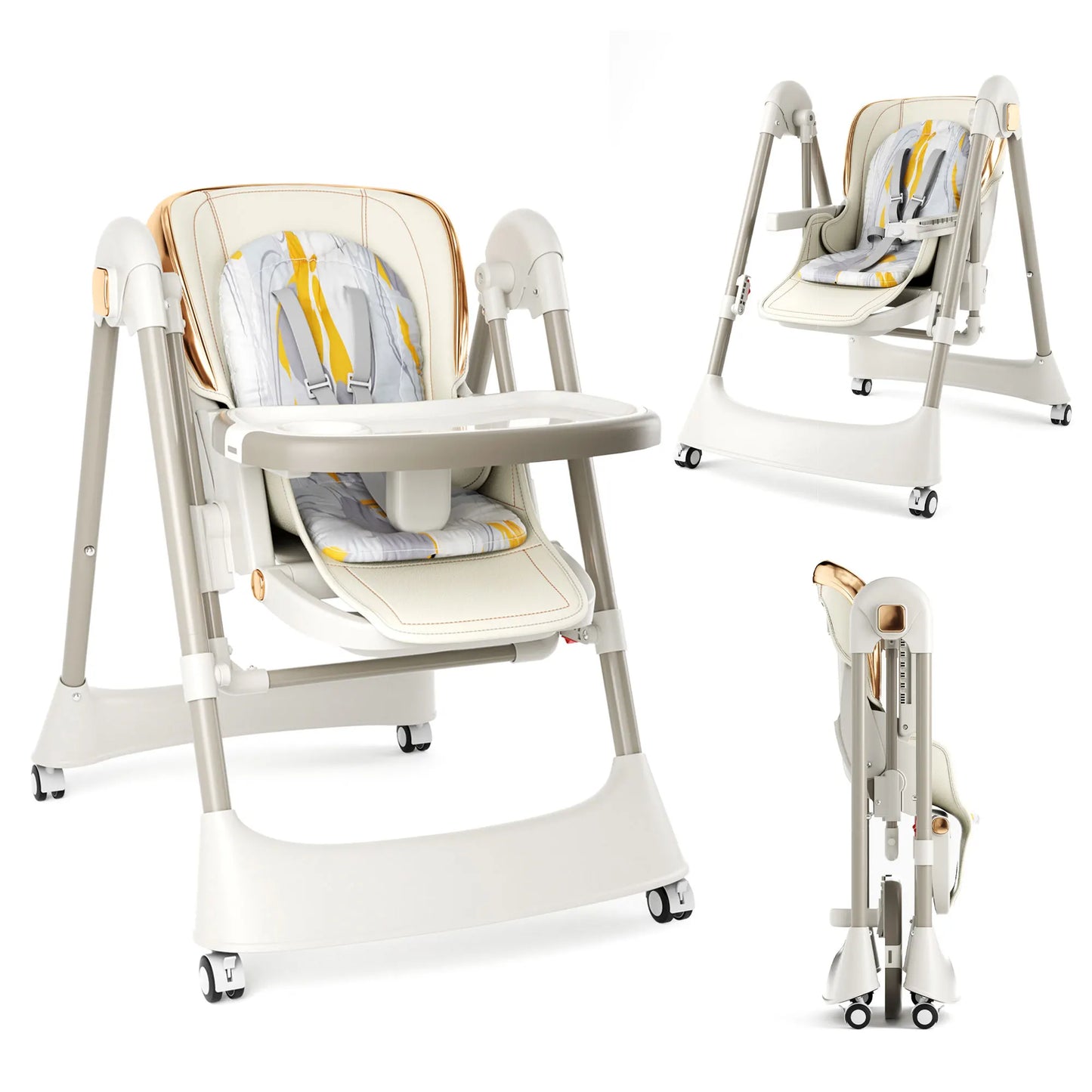 6-in-1 Baby High Chair Swing Combo With 6 Heights Wheels
