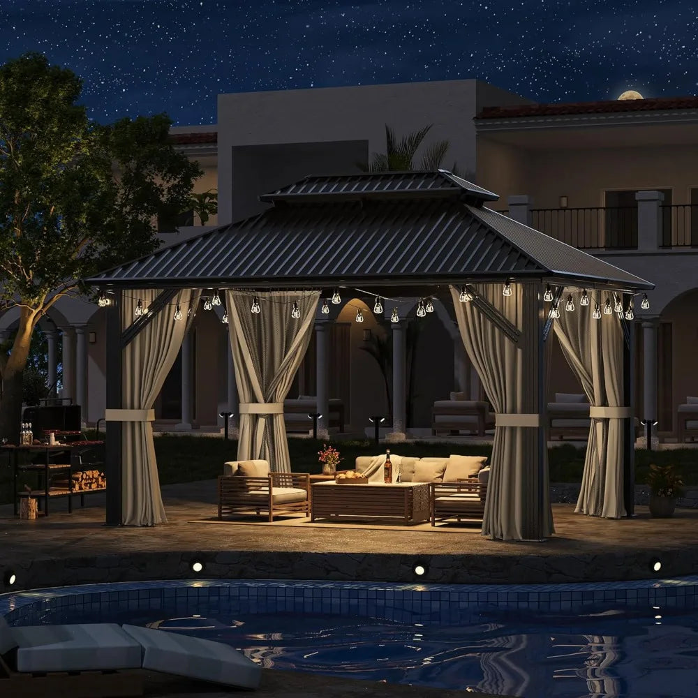 GELU Gazebo Hardtop Aluminum Frame Pergola