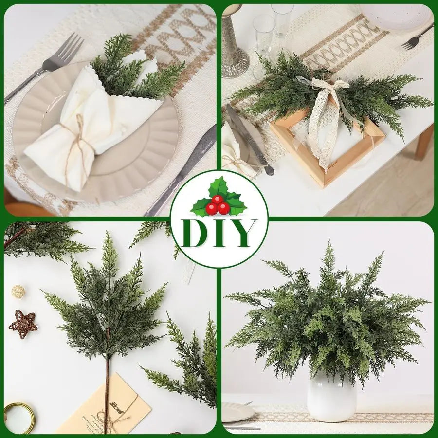 Real Touch Cedar Branches 24 Pcs Artificial Christmas Greenery For Vase