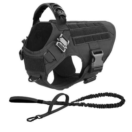 PETRAVEL Tactical Dog Harness Leash Set for Large Dogs No Pull Vest