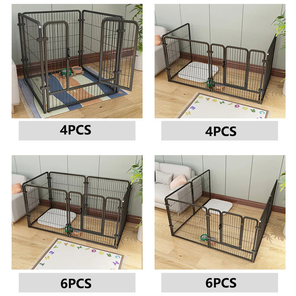 Foldable 4 6 Panels Dog Fence Playpen Heavy Duty Kennel