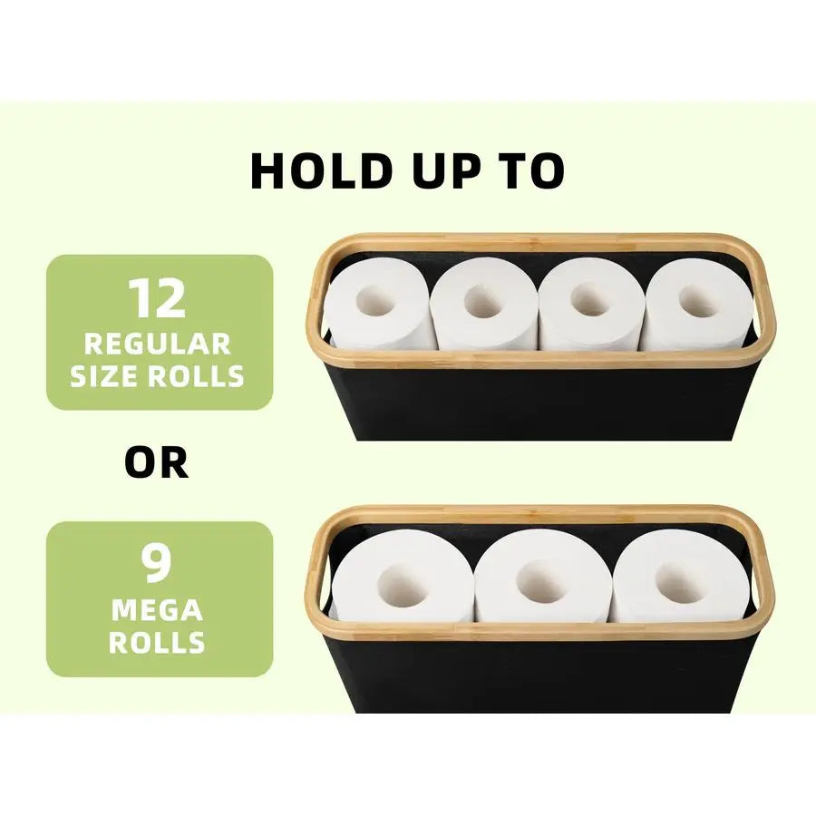 XMSJ Toilet Paper Storage Basket With Bamboo Lid Organizer