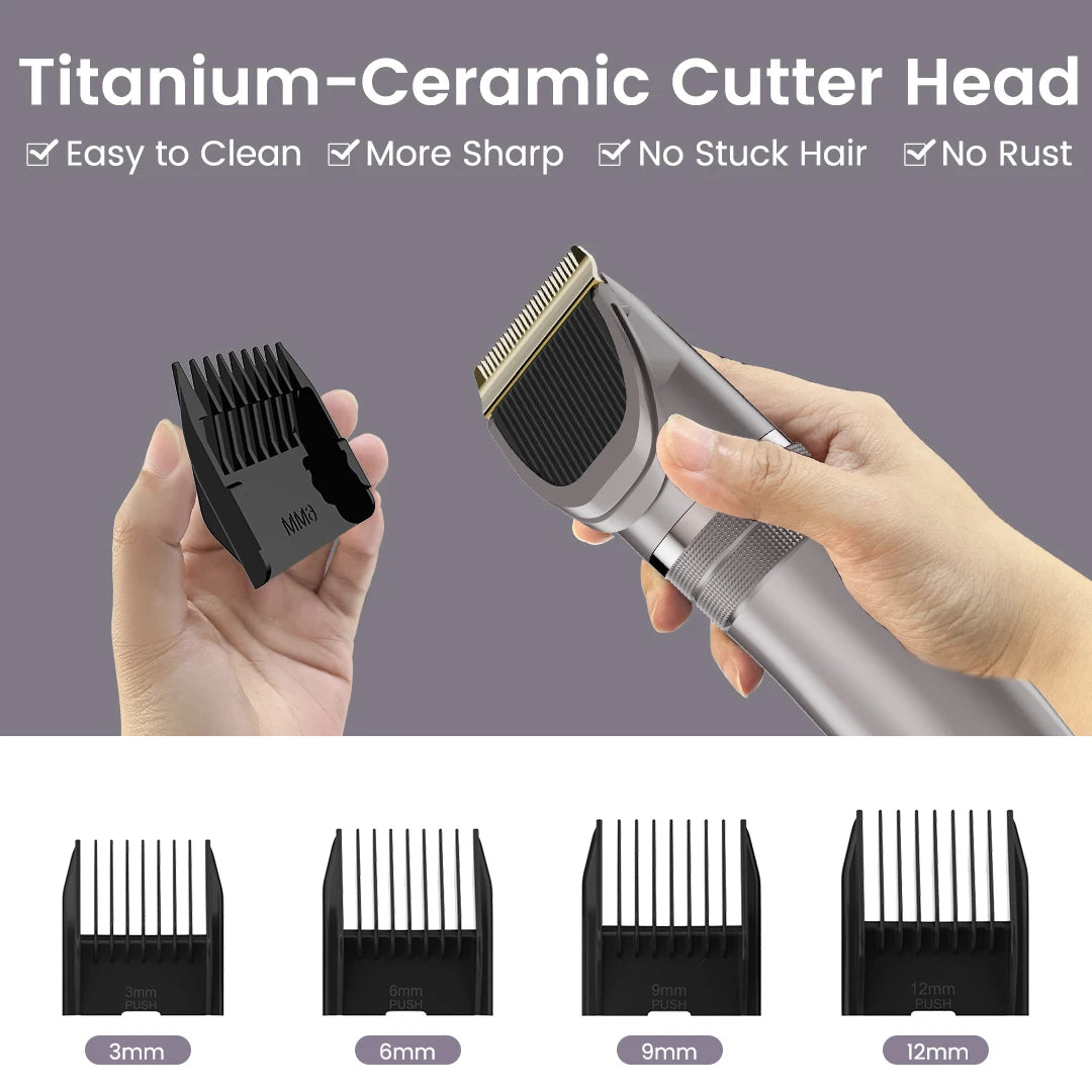 Pet Hair Clipper Kit Cordless Grooming Trimmer With Ceramic Blades