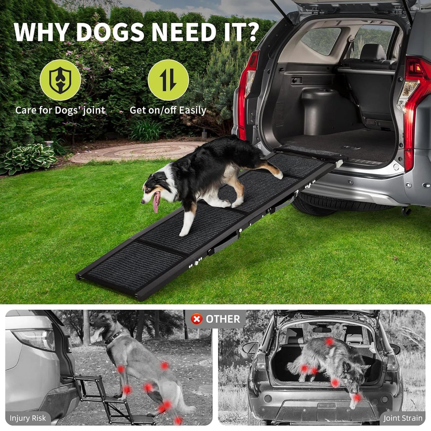 HiMISS Car Dog Ramp Folding Non Slip for Large Dogs