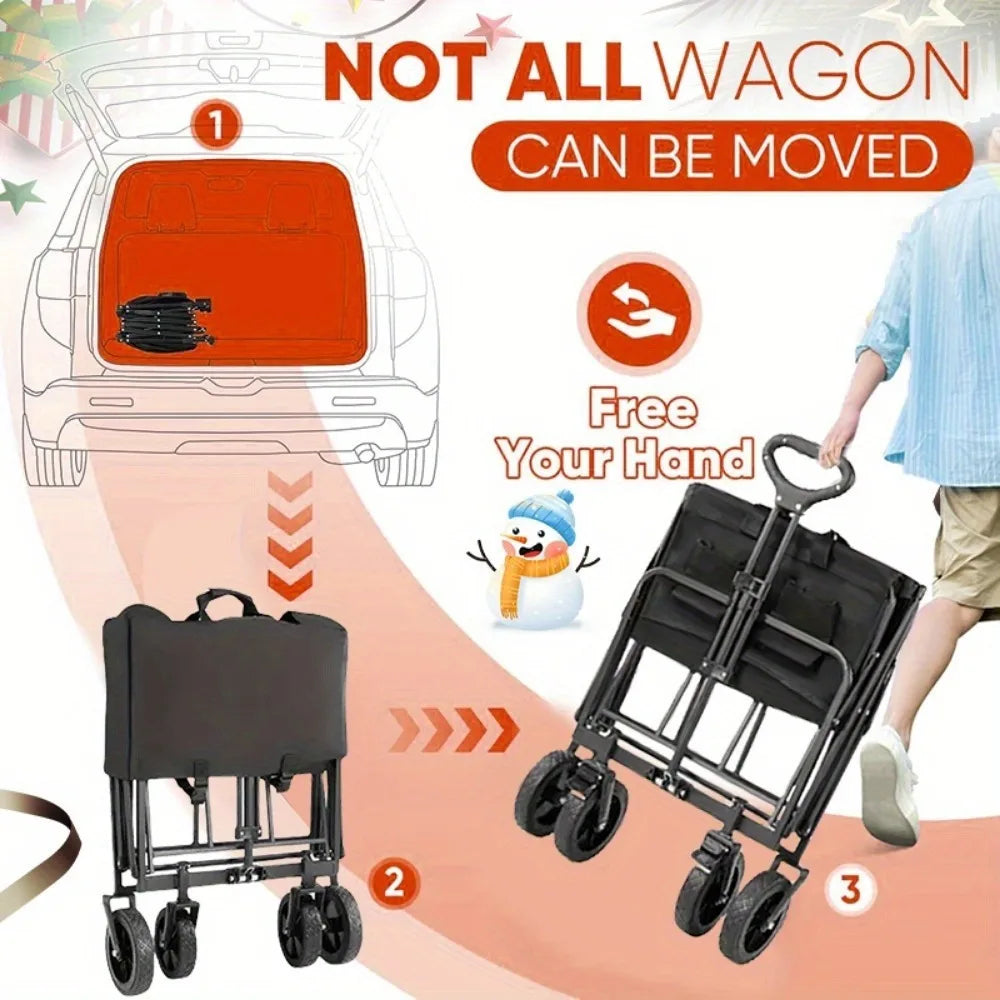 Heavy Duty Folding Wagon Cart With 360 Degree Wheels