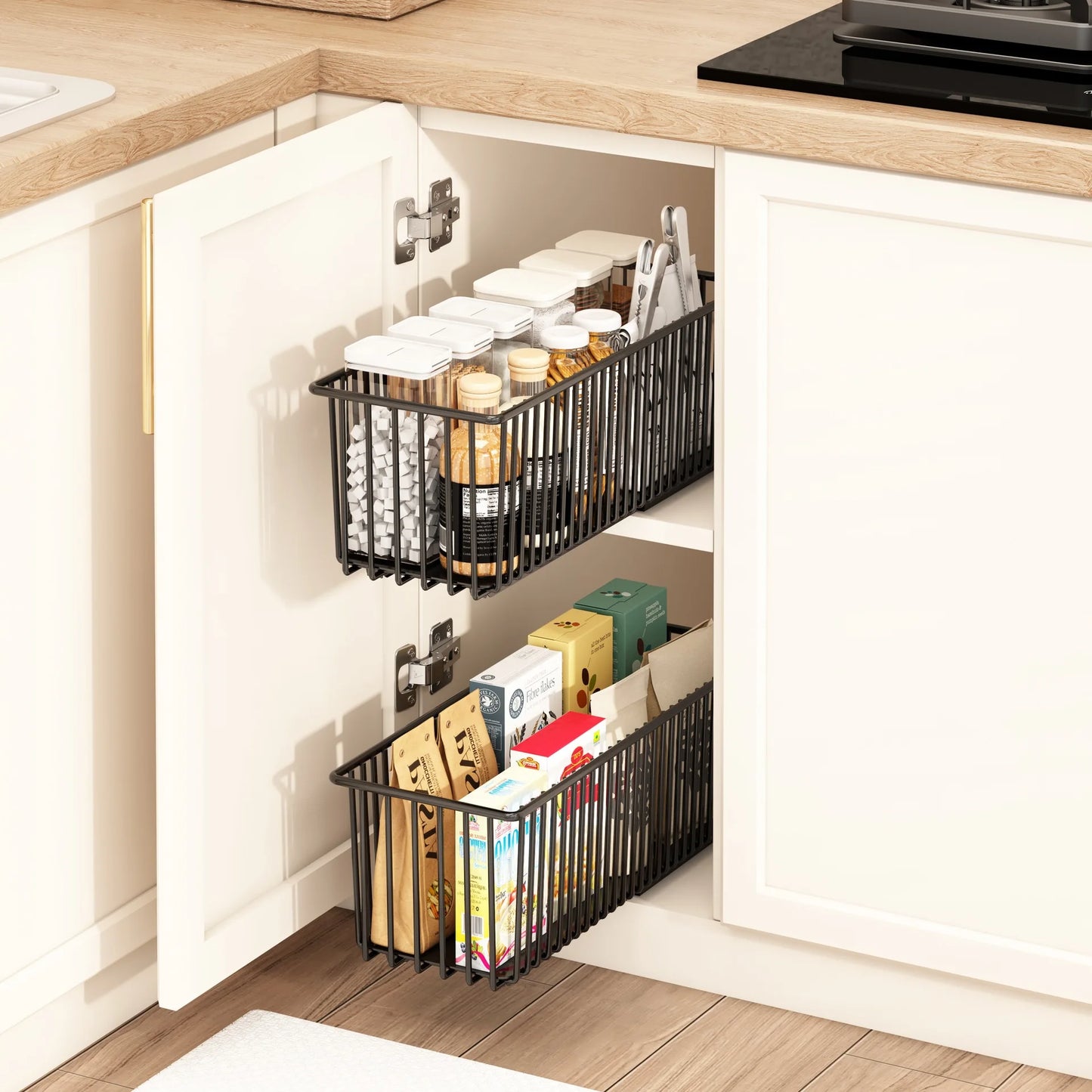 TWISTER.CK Pull Out Cabinet Organizer 2 Pack Drawer Slides For Kitchen
