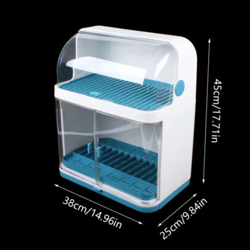 2-Layer Kitchen Cutlery Rack And Dish Drying Rack With Lid