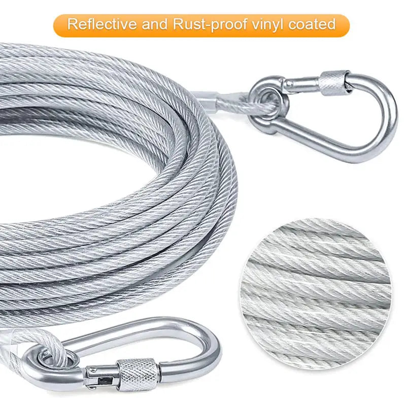 Double Headed Dog Tie Out Cable Leash Stainless Steel Wire