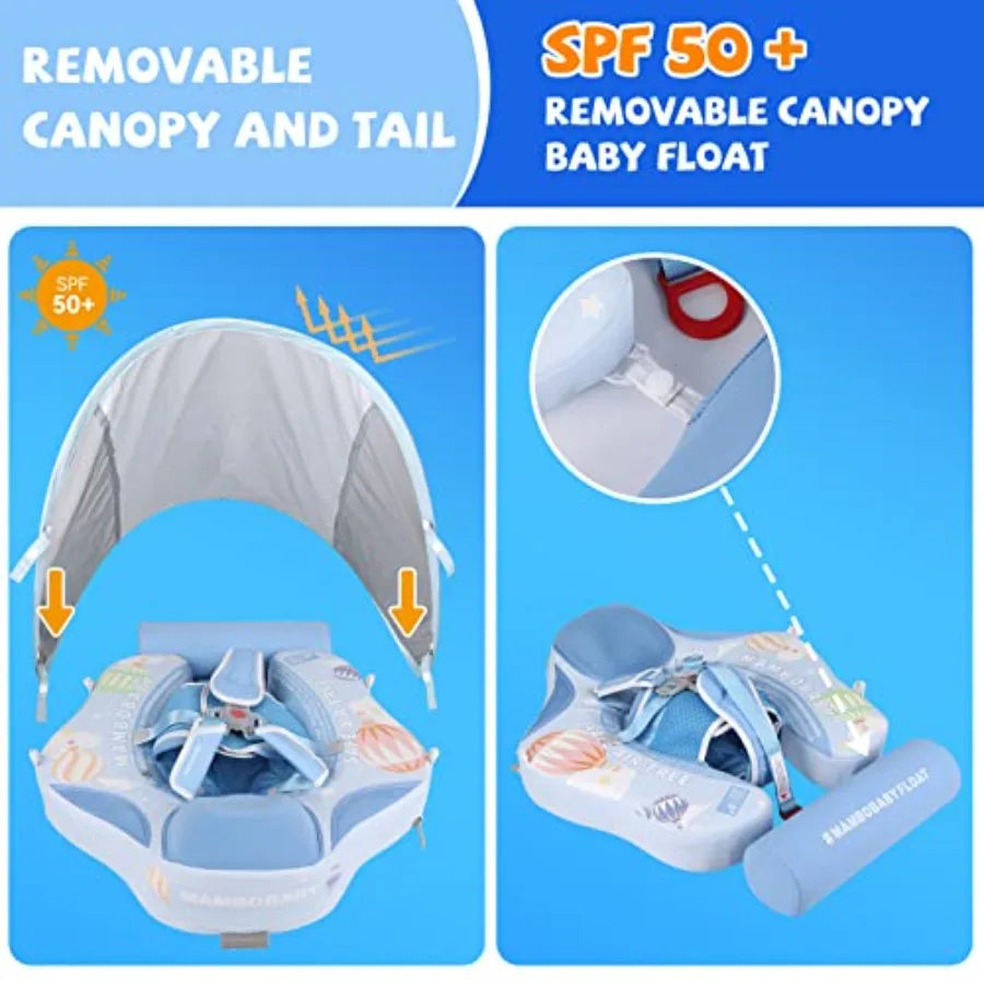Baby Swim Float With Canopy Tail Non Inflatable Infant Float
