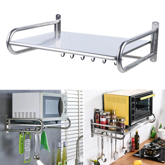 Stainless Steel Microwave Oven Rack Wall Mounted Kitchen Shelf
