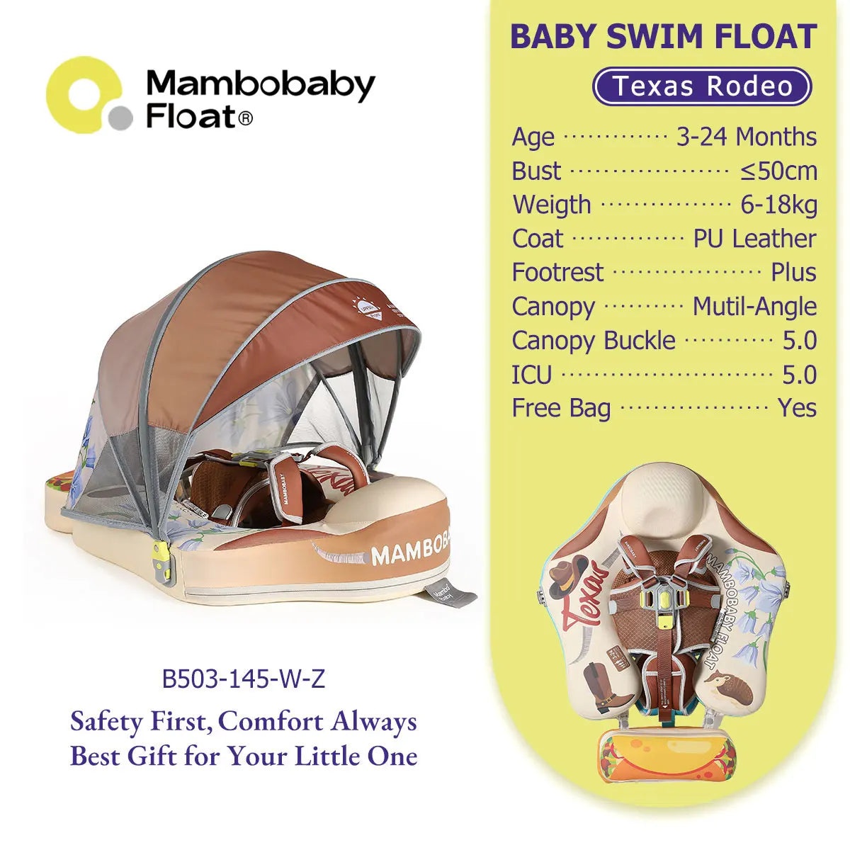 Mambobaby Baby Pool Float With Canopy And Adjustable Strap