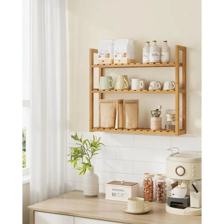 Bamboo 3 Tier Adjustable Plant Rack Wall Mount or Stand