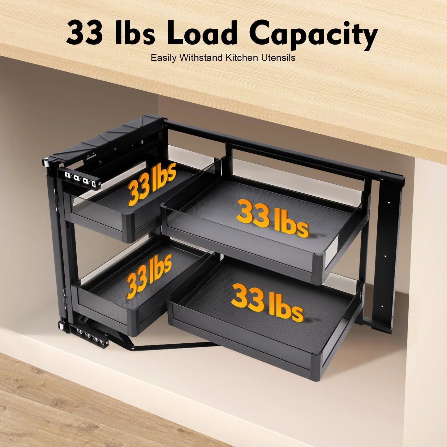 Two Tier Corner Cabinet Pull Out Organizer With Detachable Shelves