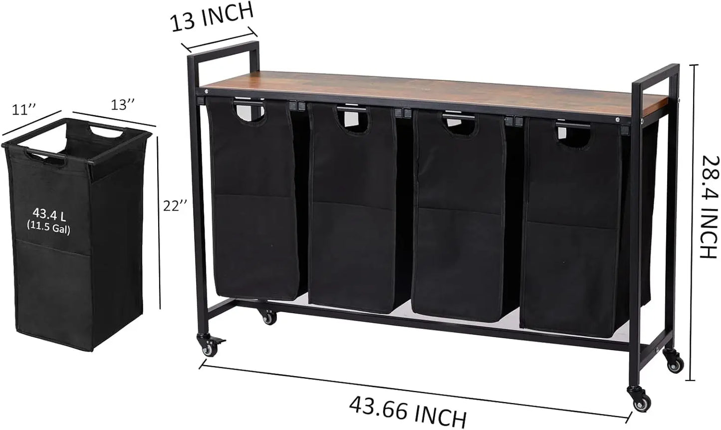 TWISTER.CK Laundry Sorter With 4 Compartments And Wheels