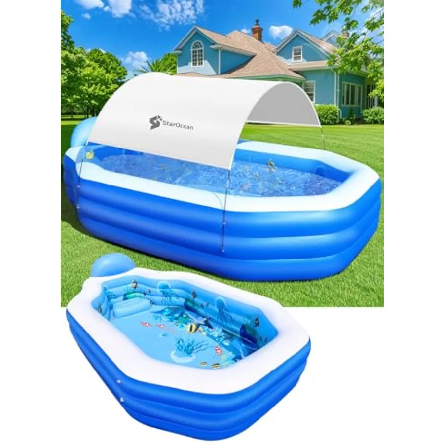 Inflatable Pool With Canopy For Adults With Seats And Backrest