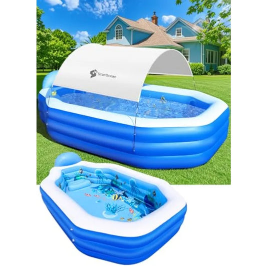 Inflatable Pool With Canopy For Adults With Seats And Backrest