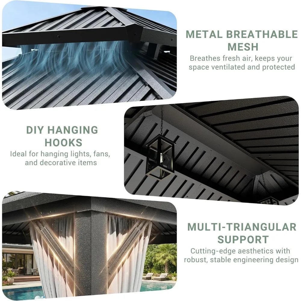 GELU Gazebo Hardtop Aluminum Frame Pergola