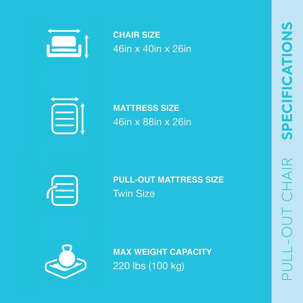 2 in 1 Inflatable Pullout Sofa Chair and Twin Air Bed Set for Adults