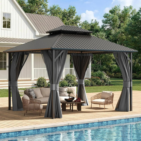 Metal Hardtop Gazebo With Galvanized Steel Roof Waterproof