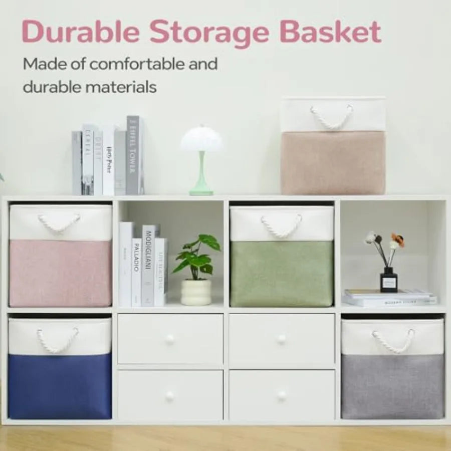 Fabric Cube Storage Bins Six Pack With Handles Foldable