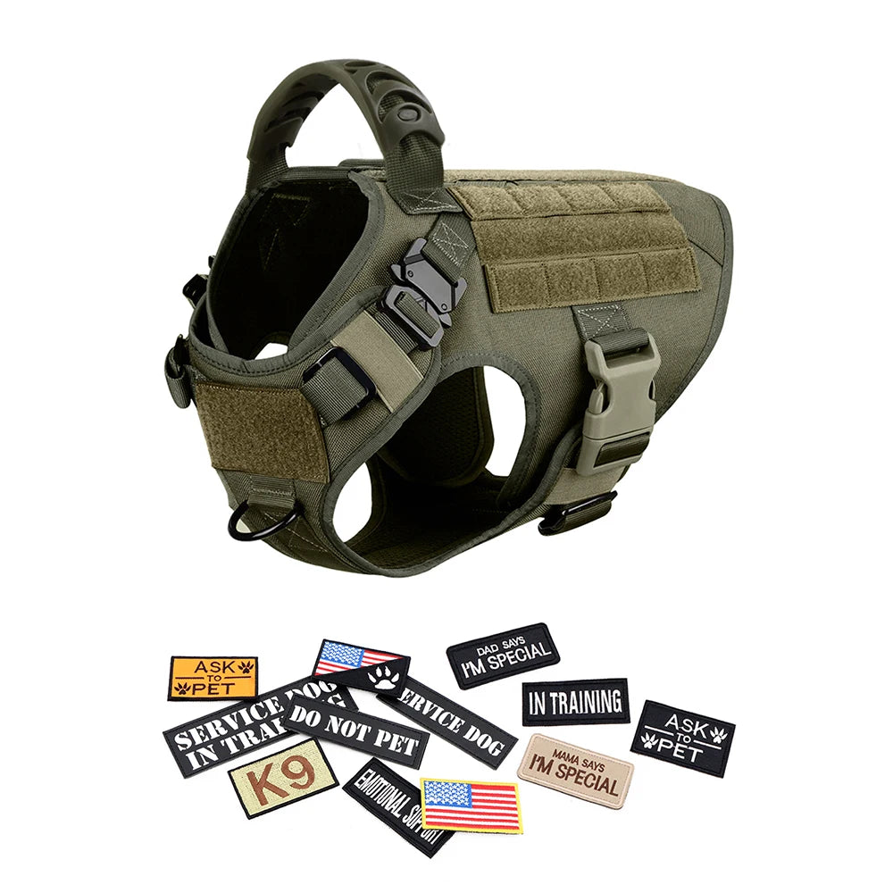 PETRAVEL Military Dog Harness Vest Set Nylon For Malinois Training