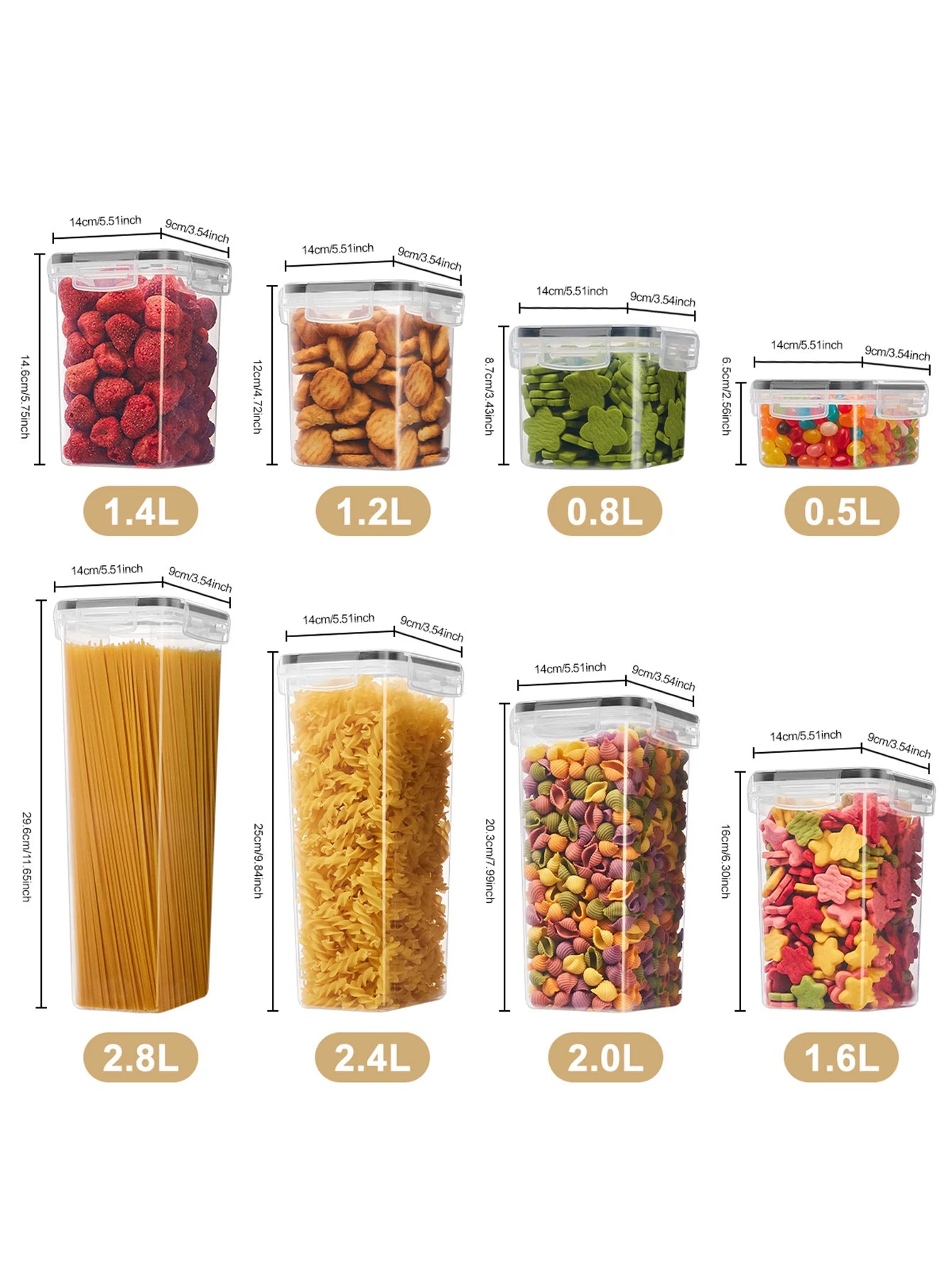 Stackable Large Capacity Food Storage Containers Set For Kitchen Organization