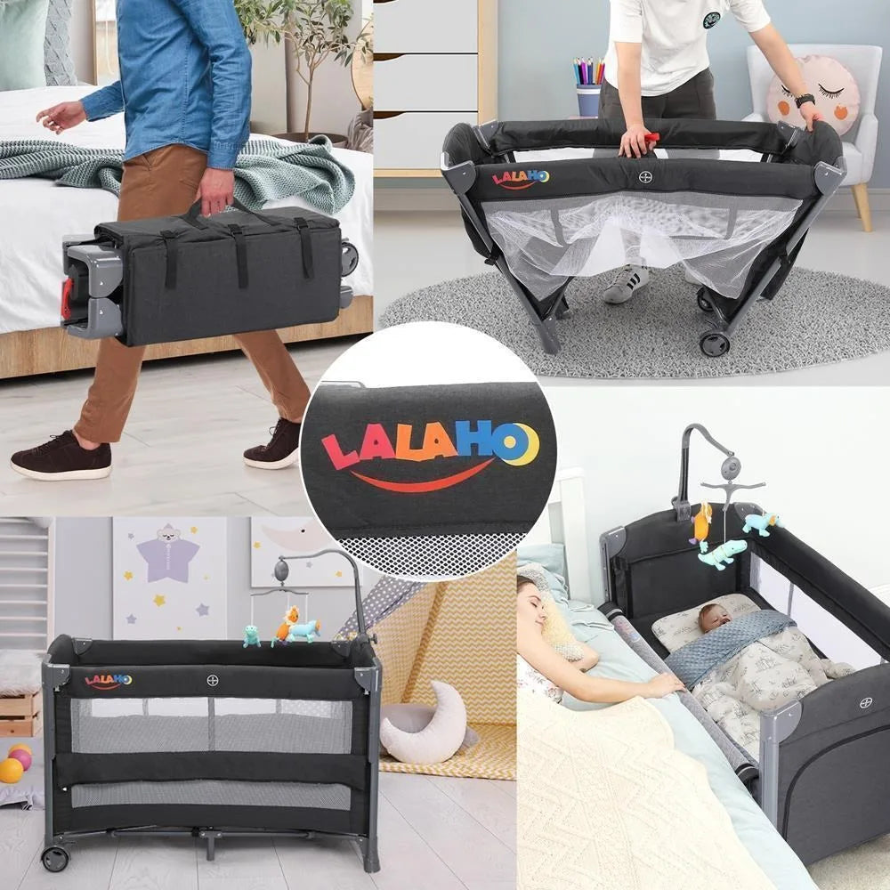 LALAHO 3-In-1 Baby Bassinet Bedside Sleeper With Mattress