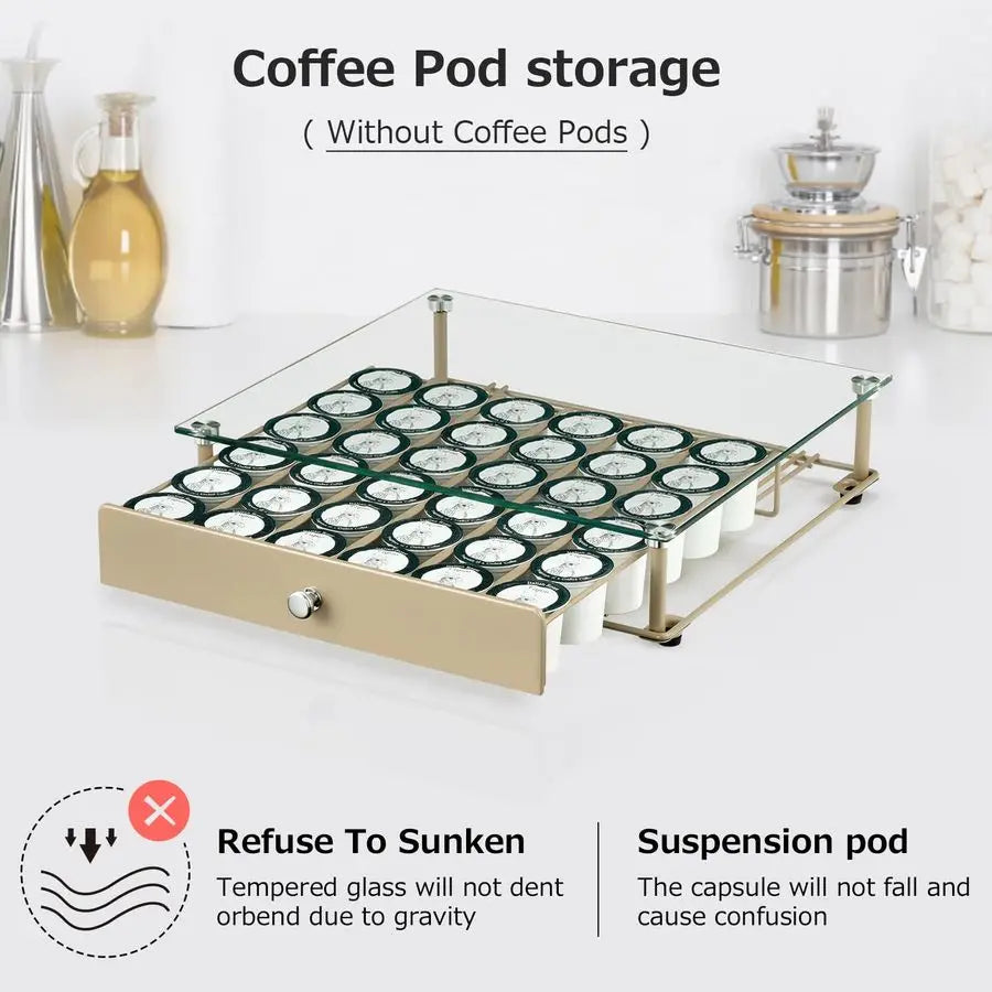 XMSJ Pod Holder With Tempered Glass Top For K CupPods