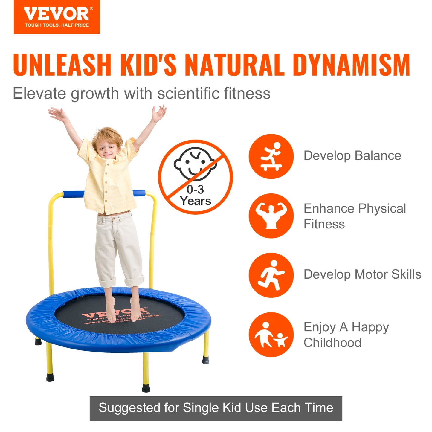 SucceBuy Kids Trampoline Indoor Outdoor Safe Exercise