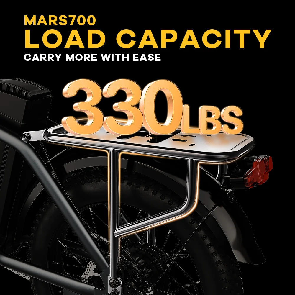 CYBERVELO Mars700 1000W Foldable Fat Tire Electric Bike for Adults