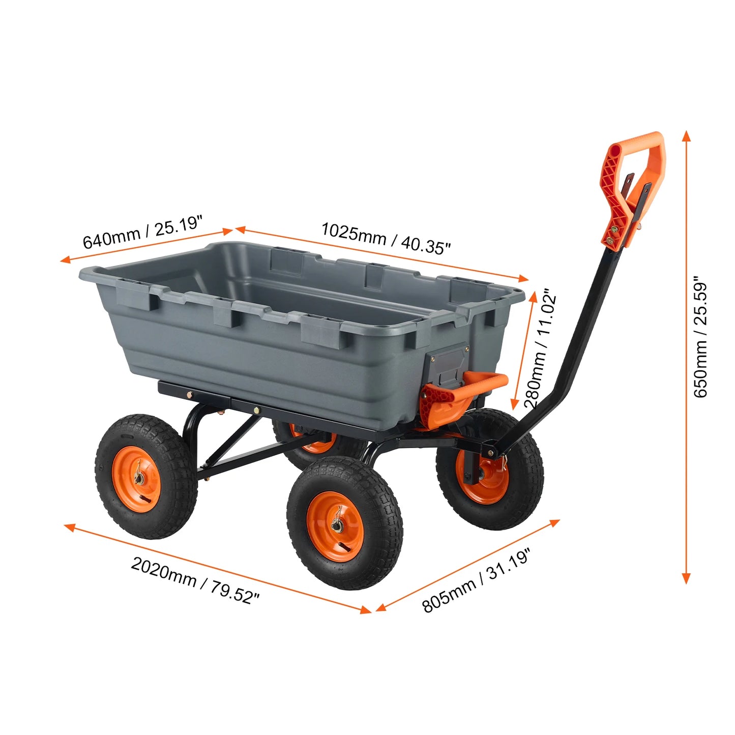 SucceBuy Poly Garden Dump Cart With Steel Frame 600 Lb