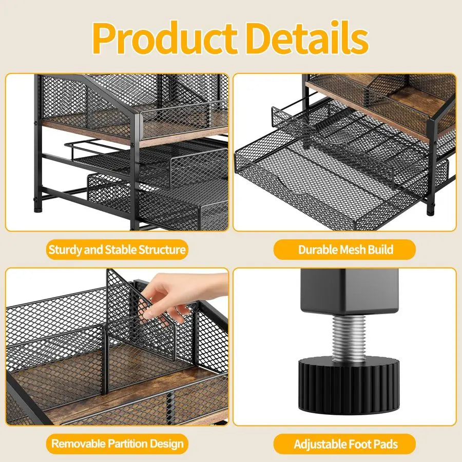 XMSJ Bar Organizer for Countertop Coffee Station with Removable Dividers