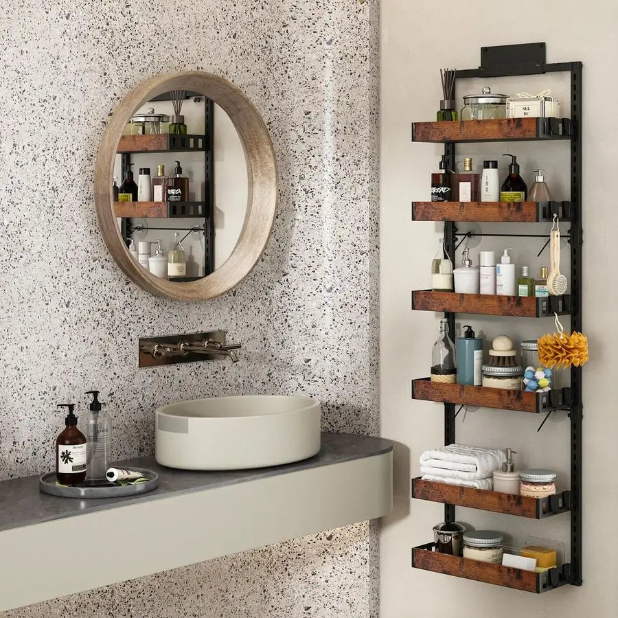 Over The Door Pantry Organizer 6 Tier Adjustable Wooden Basket