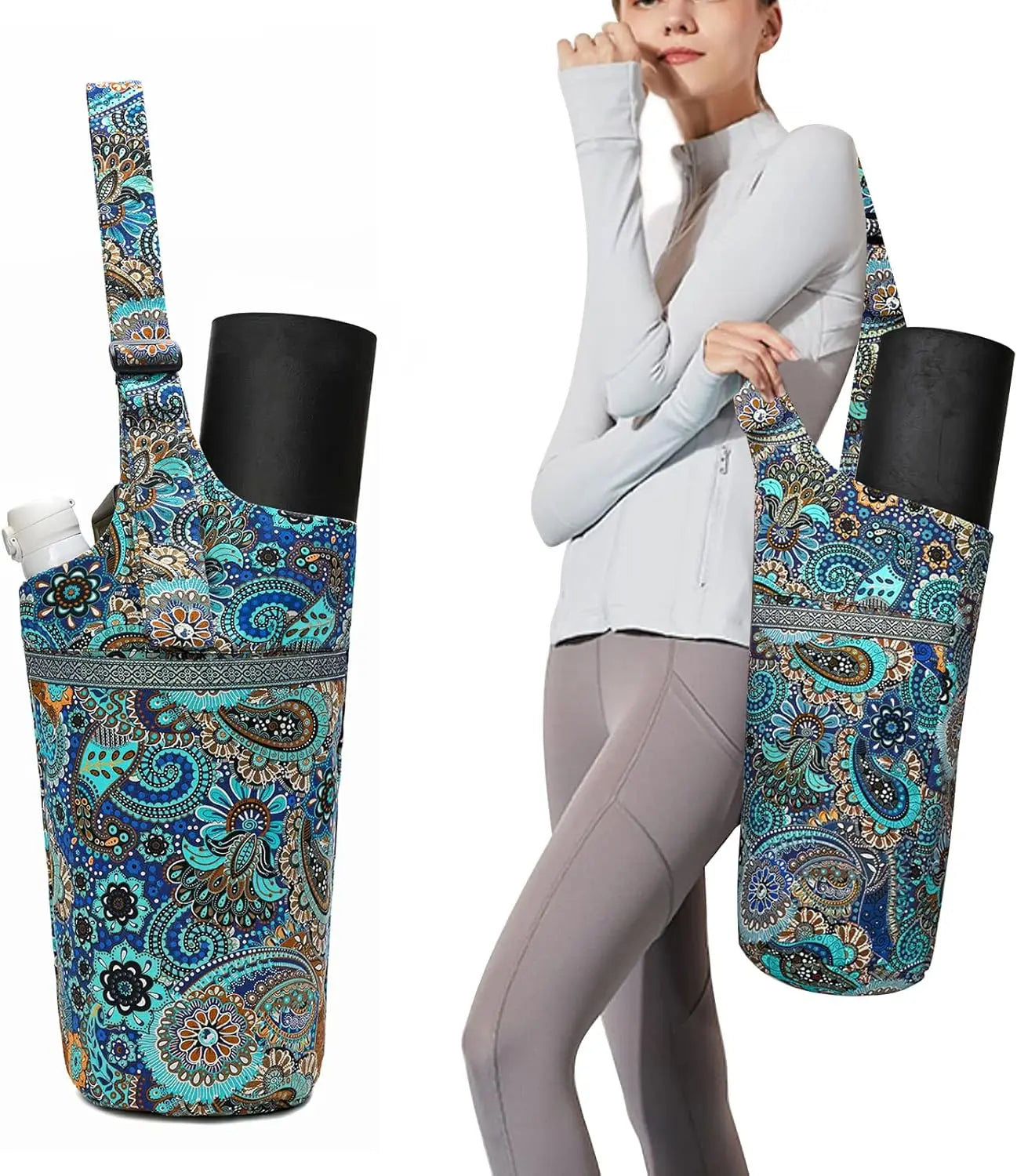 Yoga Mat Bag For Women With Large Zipper Pockets Carrier