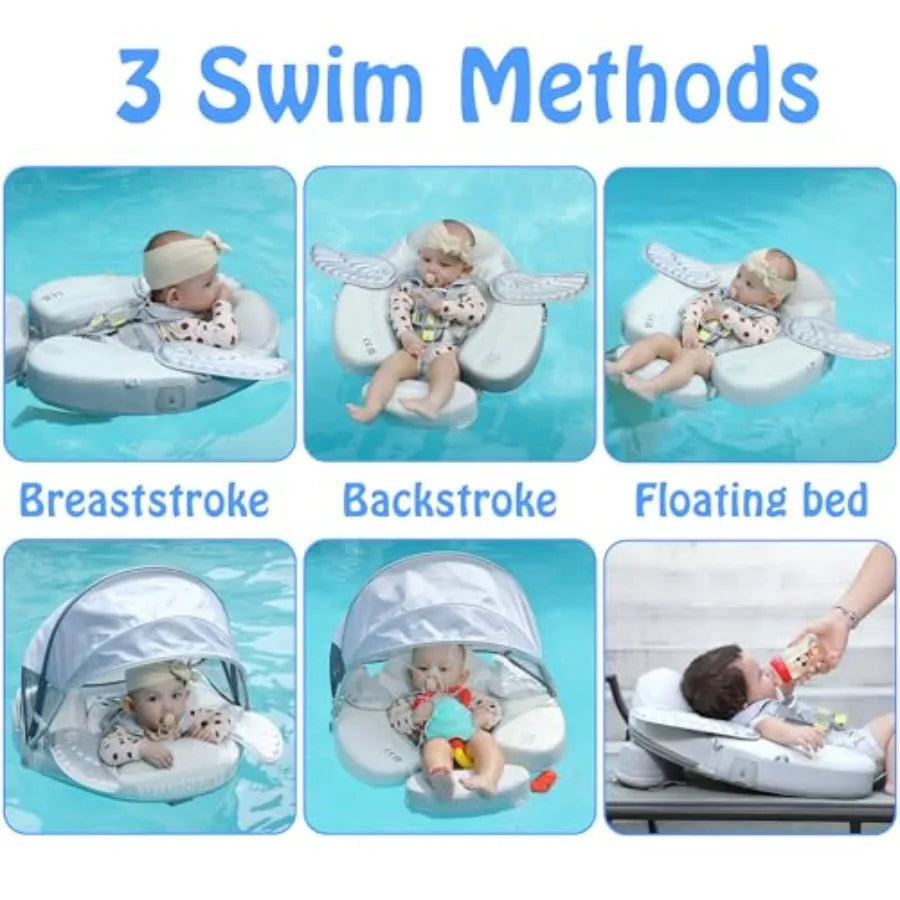 Mambobaby Canopy Tail Baby Pool Float Non Inflatable Swim Float Waterproof