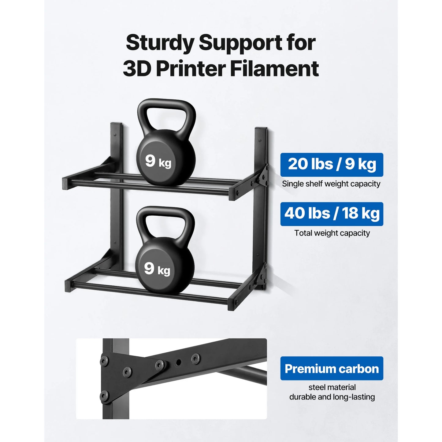 SucceBuy 2 Tier Wall Mount Filament Storage Rack With Wheels