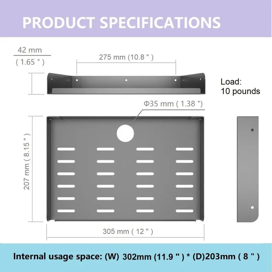 Metal Floating Shelf Wall Mounted Storage Rack For Living Room