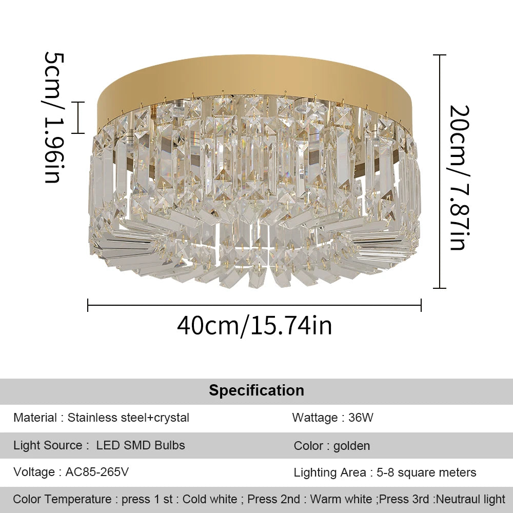VETRULUS Crystal Ceiling Lamp Living Room Modern Chandelier