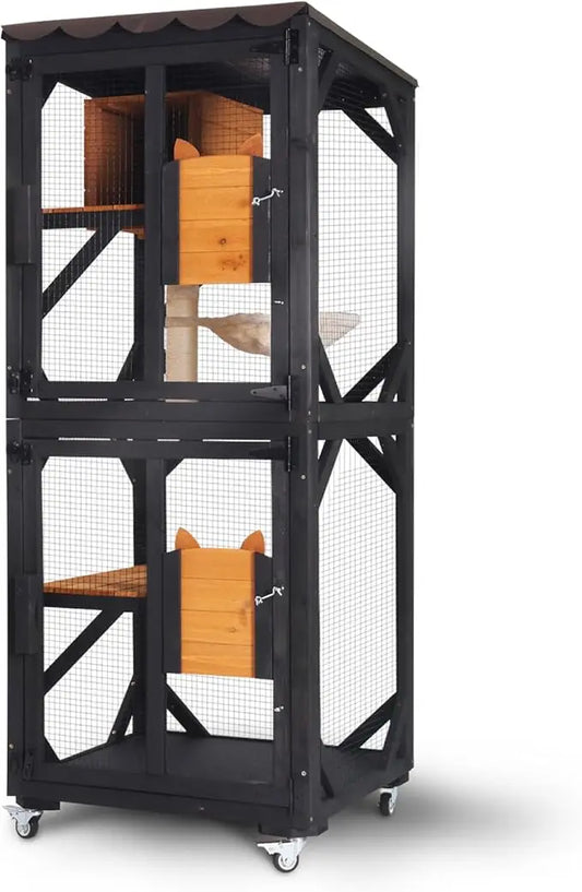 XIUWO Outdoor Cat Enclosure Walk In Window House With Platforms