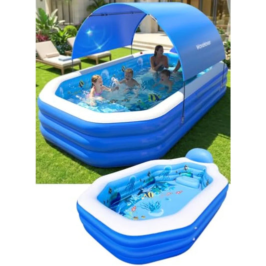 Eco Friendly PVC Inflatable Backyard Pool With Canopy