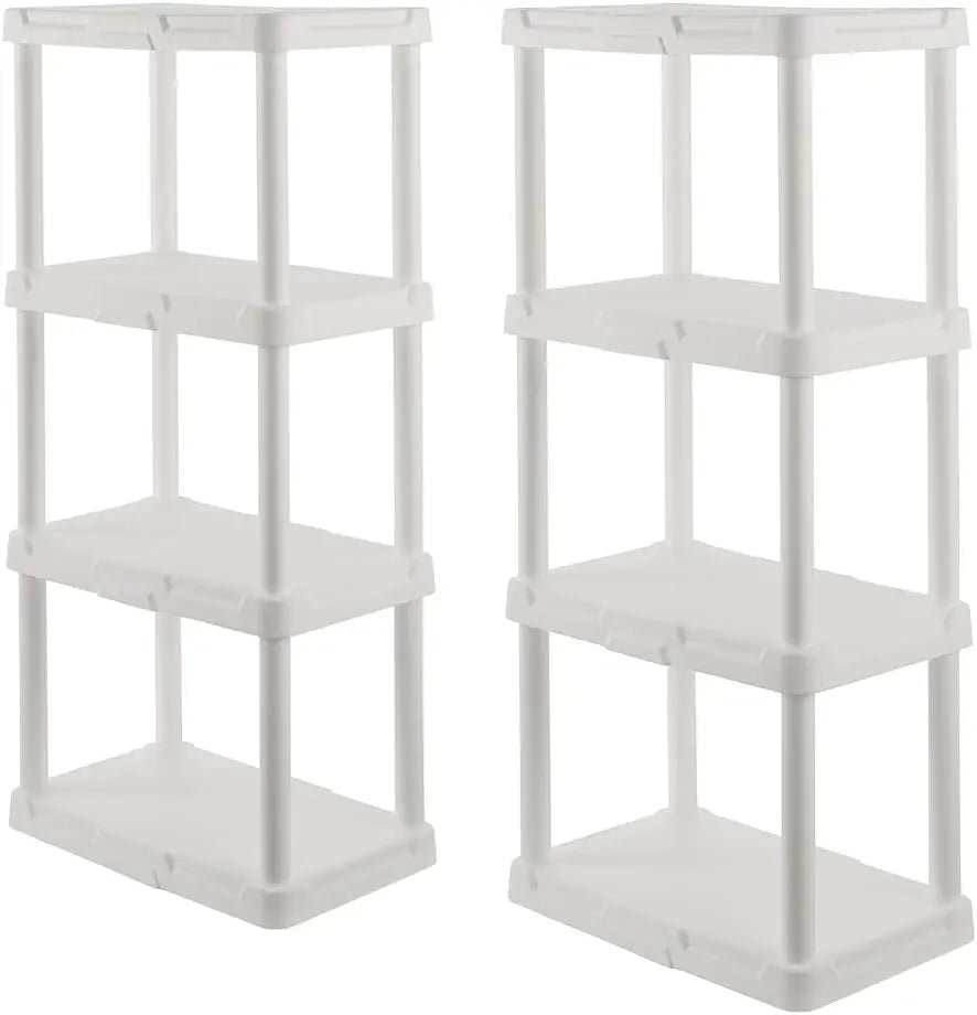 CX 4-Tier Plastic Storage Shelving Unit Light 50lbs Per Shelf