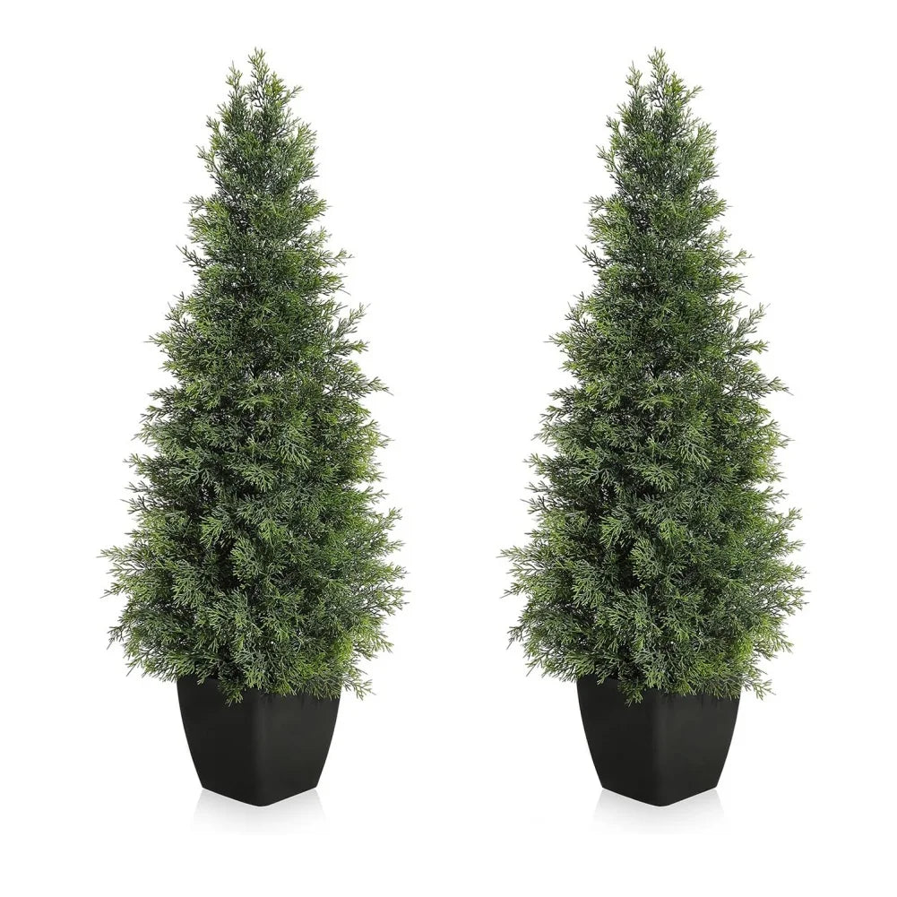 HiMISS 2 Pcs Artificial Cedar Trees Greenery Indoor Outdoor Decor