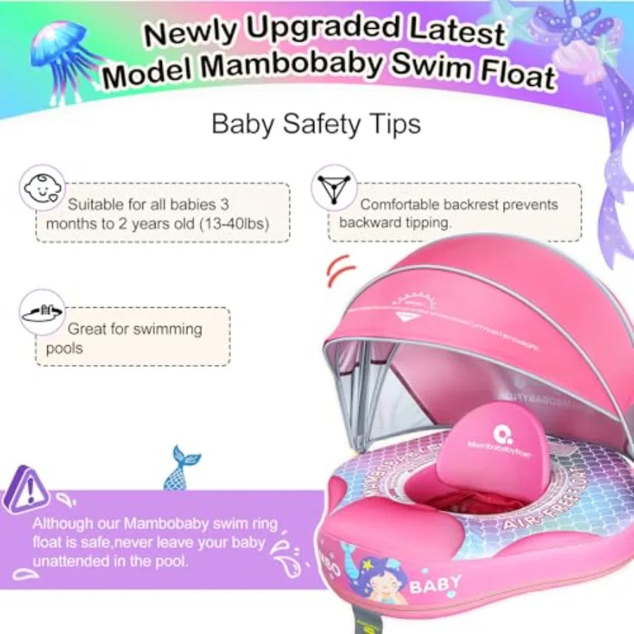 Pool Float With Canopy Safe Seat For Infants 3-24 Months