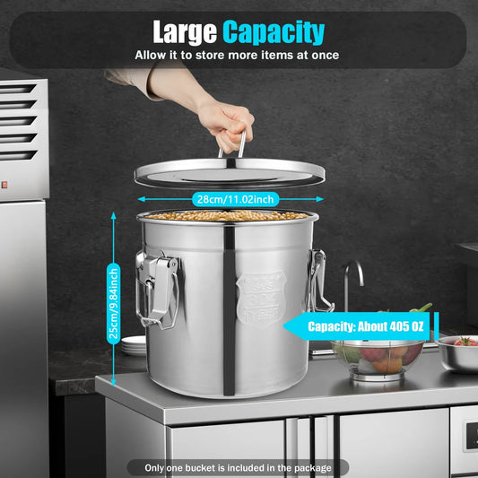 304 Stainless Steel Airtight Canister With Locking Clamp For Rice Flour Grain