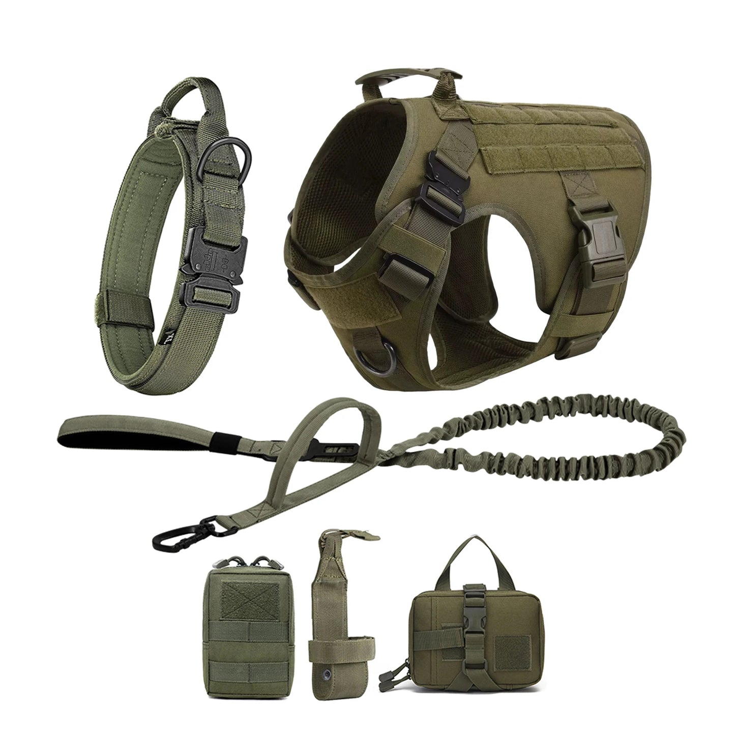 PETRAVEL Tactical Dog Harness Vest With Leash Molle Pouches