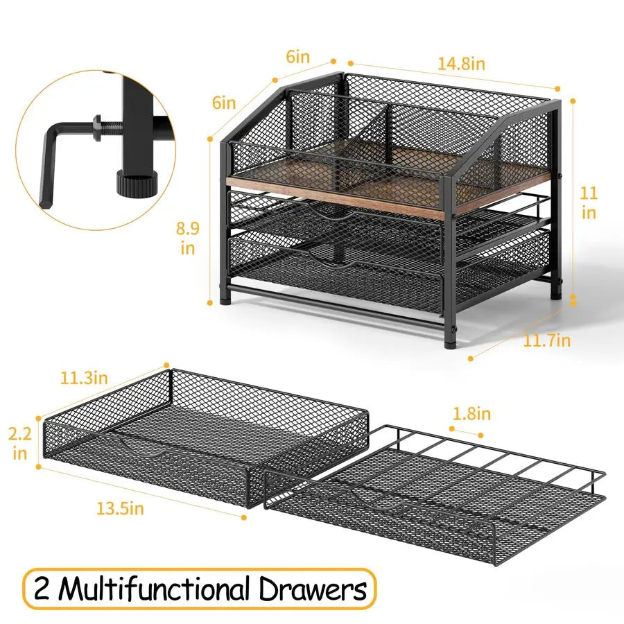 XMSJ Bar Organizer for Countertop Coffee Station with Removable Dividers